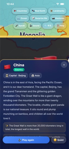 Country card with story and fun facts