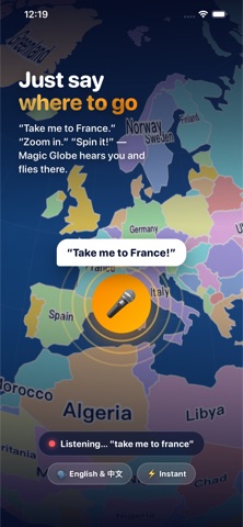 Voice control: say take me to France